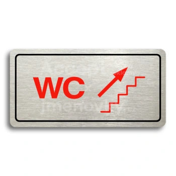Piktogram "WC VPRAVO NAHORU" - stříbrná tabulka - barevný tisk