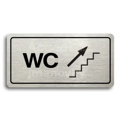 Piktogram "WC VPRAVO NAHORU" - stříbrná tabulka - černý tisk