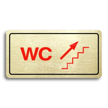 Piktogram "WC VPRAVO NAHORU" - zlatá tabulka - barevný tisk