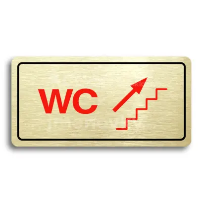 Piktogram "WC VPRAVO NAHORU" - zlatá tabulka - barevný tisk