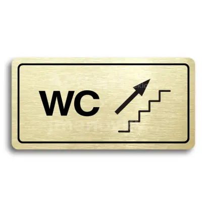 Piktogram "WC VPRAVO NAHORU" - zlatá tabulka - černý tisk