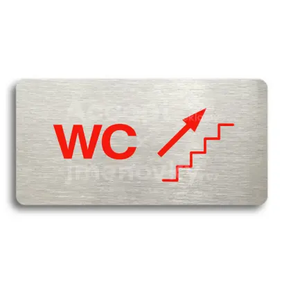 Piktogram "WC VPRAVO NAHORU" - stříbrná tabulka - barevný tisk bez rámečku