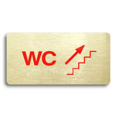 Piktogram "WC VPRAVO NAHORU" - zlatá tabulka - barevný tisk bez rámečku