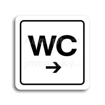 Piktogram "WC vpravo" - bílá tabulka - černý tisk