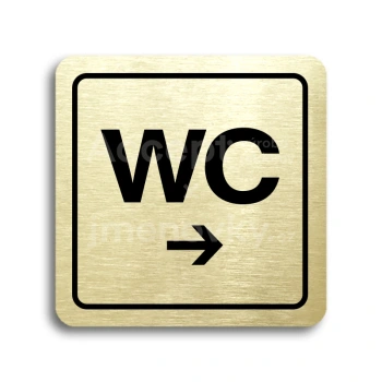 Piktogram "WC vpravo" - zlatá tabulka - černý tisk