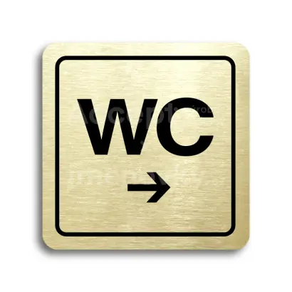 Piktogram "WC vpravo" - zlatá tabulka - černý tisk