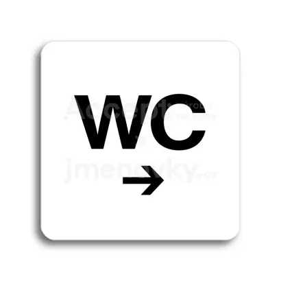 Piktogram "WC vpravo" - bílá tabulka - černý tisk bez rámečku