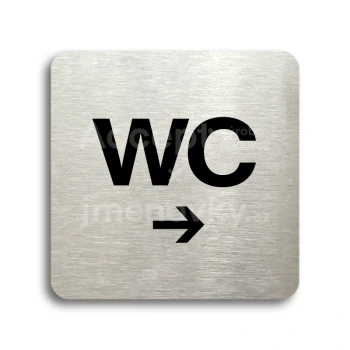Piktogram "WC vpravo" - stříbrná tabulka - černý tisk bez rámečku