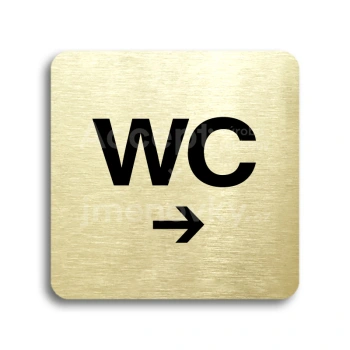 Piktogram "WC vpravo" - zlatá tabulka - černý tisk bez rámečku
