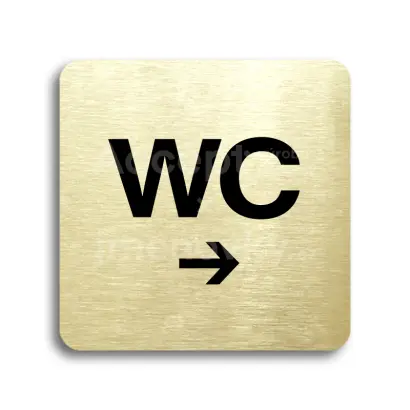 Piktogram "WC vpravo" - zlatá tabulka - černý tisk bez rámečku