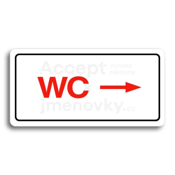 Piktogram "WC VPRAVO" - bílá tabulka - barevný tisk