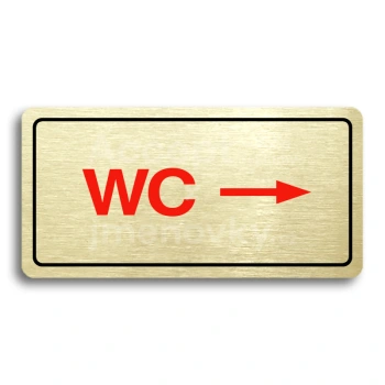 Piktogram "WC VPRAVO" - zlatá tabulka - barevný tisk