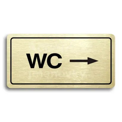 Piktogram "WC VPRAVO" - zlatá tabulka - černý tisk