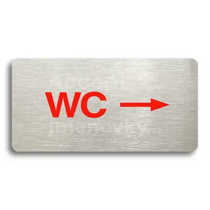 Piktogram "WC VPRAVO" - stříbrná tabulka - barevný tisk bez rámečku