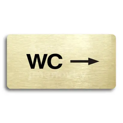 Piktogram "WC VPRAVO" - zlatá tabulka - černý tisk bez rámečku