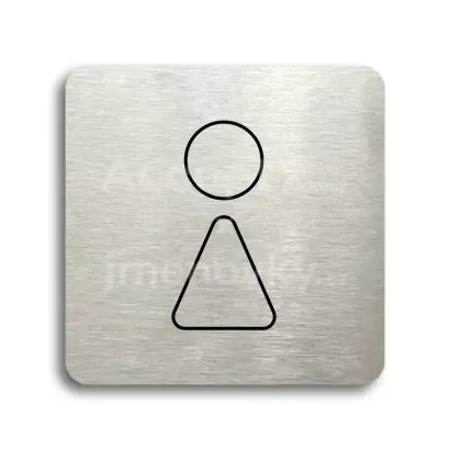 Piktogram "WC ženy III" - stříbrná tabulka - černý tisk bez rámečku
