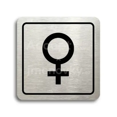 Piktogram "WC ženy IV" - stříbrná tabulka - černý tisk