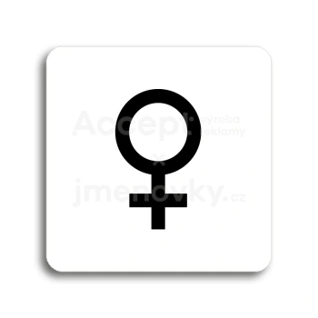 Piktogram "WC ženy IV" - bílá tabulka - černý tisk bez rámečku