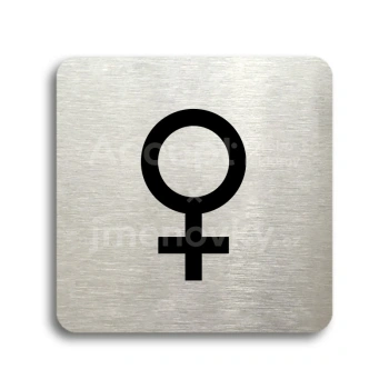 Piktogram "WC ženy IV" - stříbrná tabulka - černý tisk bez rámečku