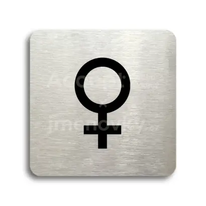 Piktogram "WC ženy IV" - stříbrná tabulka - černý tisk bez rámečku