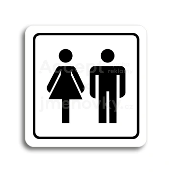 Piktogram "WC ženy, WC muži" - bílá tabulka - černý tisk