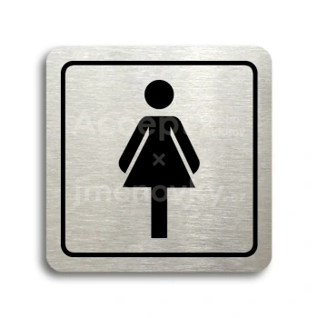 Piktogram "WC ženy" - stříbrná tabulka - černý tisk