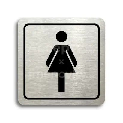 Piktogram "WC ženy" - stříbrná tabulka - černý tisk