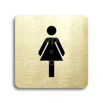 Piktogram "WC ženy" - zlatá tabulka - černý tisk bez rámečku