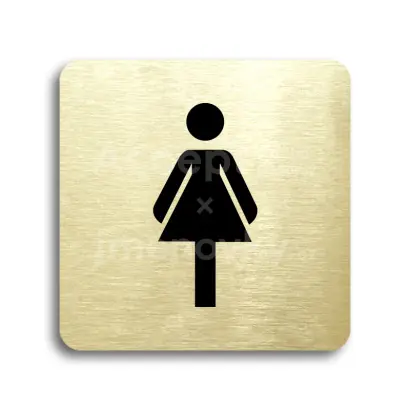 Piktogram "WC ženy" - zlatá tabulka - černý tisk bez rámečku