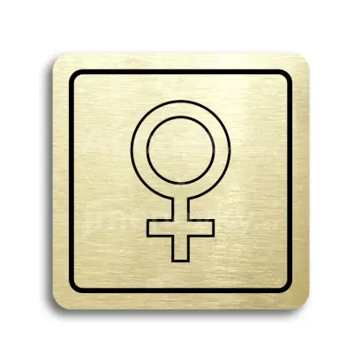 Piktogram "WC ženy V" - zlatá tabulka - černý tisk