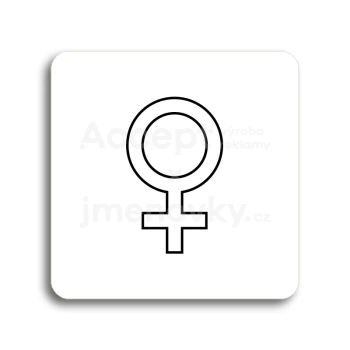 Piktogram "WC ženy V" - bílá tabulka - černý tisk bez rámečku