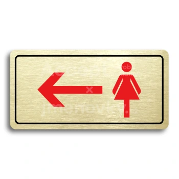 Piktogram "WC ŽENY VLEVO" - zlatá tabulka - barevný tisk