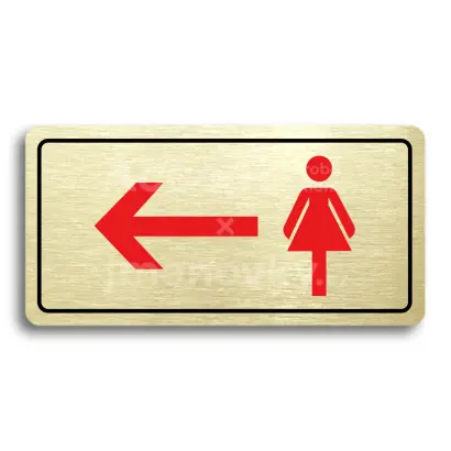 Piktogram "WC ŽENY VLEVO" - zlatá tabulka - barevný tisk