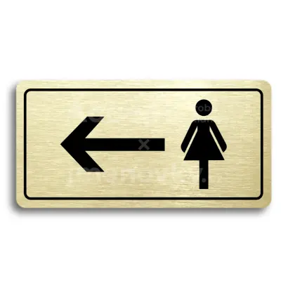 Piktogram "WC ŽENY VLEVO" - zlatá tabulka - černý tisk