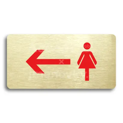 Piktogram "WC ŽENY VLEVO" - zlatá tabulka - barevný tisk bez rámečku