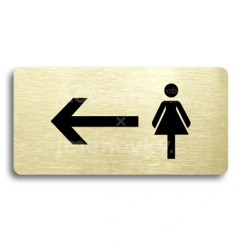 Piktogram "WC ŽENY VLEVO" - zlatá tabulka - černý tisk bez rámečku