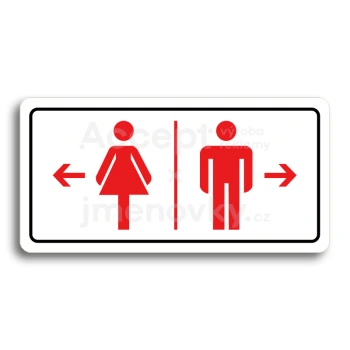 Piktogram "WC ŽENY VLEVO, WC MUŽI VPRAVO" - bílá tabulka - barevný tisk