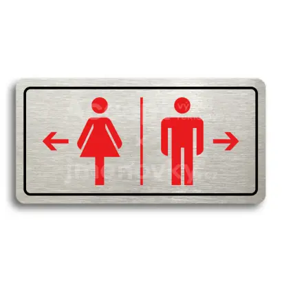 Piktogram "WC ŽENY VLEVO, WC MUŽI VPRAVO" - stříbrná tabulka - barevný tisk
