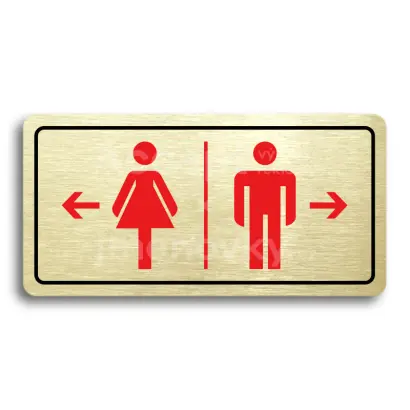 Piktogram "WC ŽENY VLEVO, WC MUŽI VPRAVO" - zlatá tabulka - barevný tisk