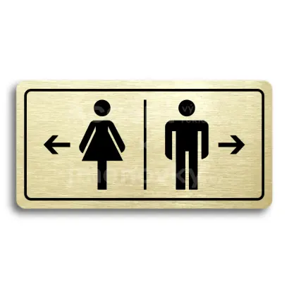 Piktogram "WC ŽENY VLEVO, WC MUŽI VPRAVO" - zlatá tabulka - černý tisk
