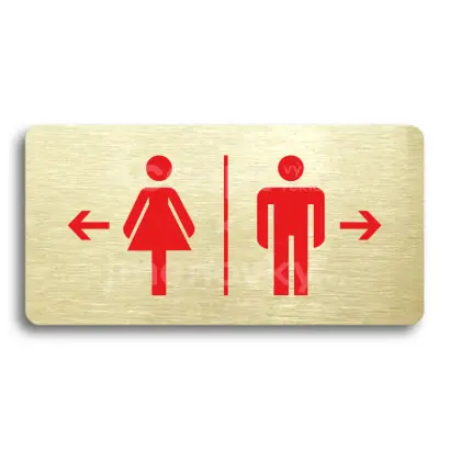 Piktogram "WC ŽENY VLEVO, WC MUŽI VPRAVO" - zlatá tabulka - barevný tisk bez rámečku