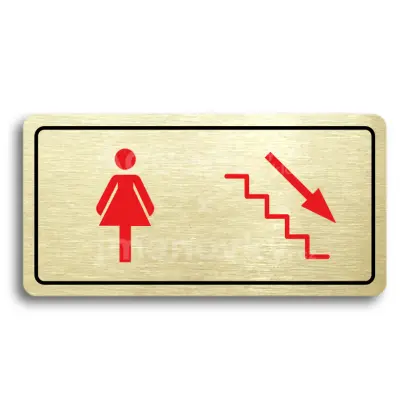 Piktogram "WC ŽENY VPRAVO DOLŮ" - zlatá tabulka - barevný tisk