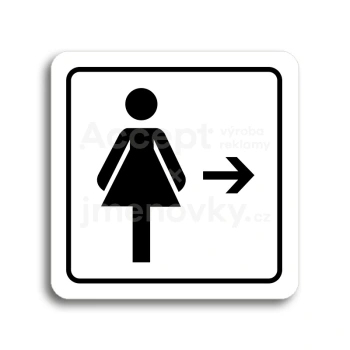 Piktogram "WC ženy vpravo" - bílá tabulka - černý tisk