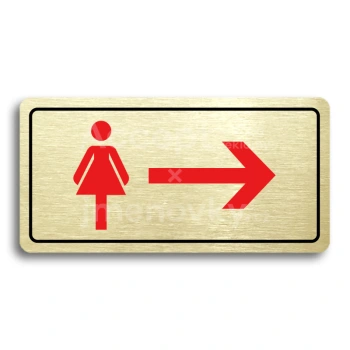 Piktogram "WC ŽENY VPRAVO" - zlatá tabulka - barevný tisk