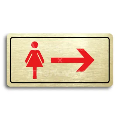 Piktogram "WC ŽENY VPRAVO" - zlatá tabulka - barevný tisk