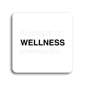 Piktogram "wellness" - bílá tabulka - černý tisk bez rámečku