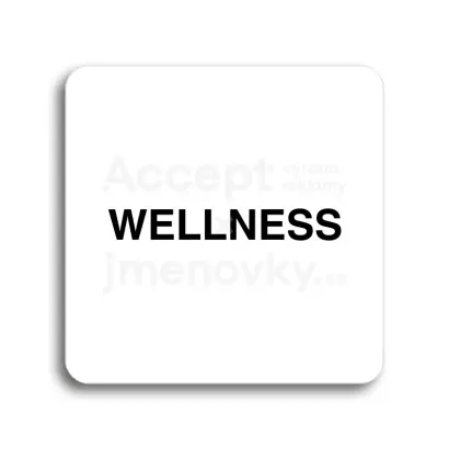 Piktogram "wellness" - bílá tabulka - černý tisk bez rámečku