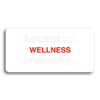 Piktogram "WELLNESS" - bílá tabulka - barevný tisk bez rámečku