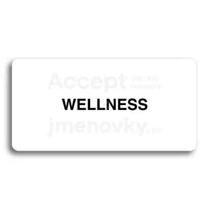 Piktogram "WELLNESS" - bílá tabulka - černý tisk bez rámečku