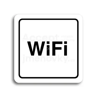 Piktogram "WiFi" - bílá tabulka - černý tisk